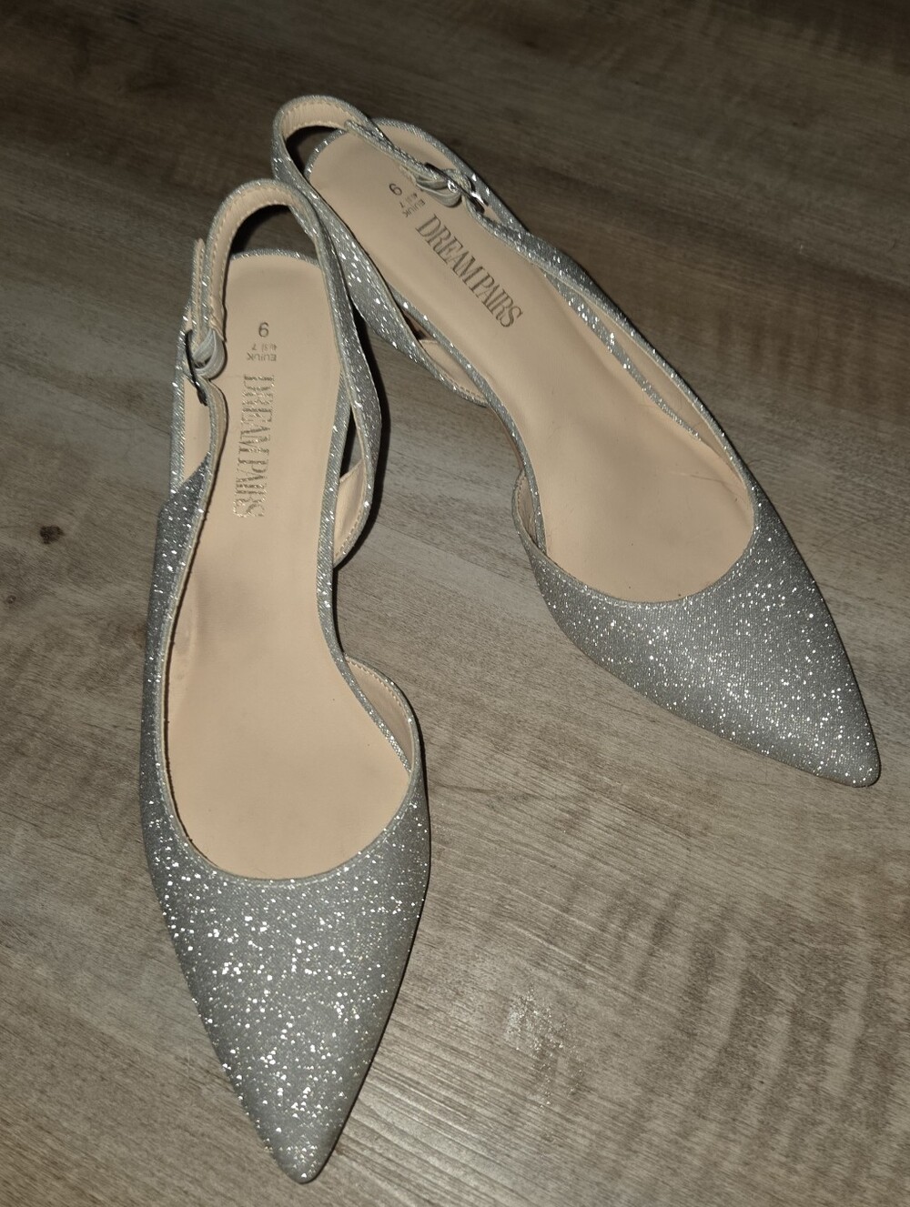 Dream Pairs Silver Glitter Heels..9